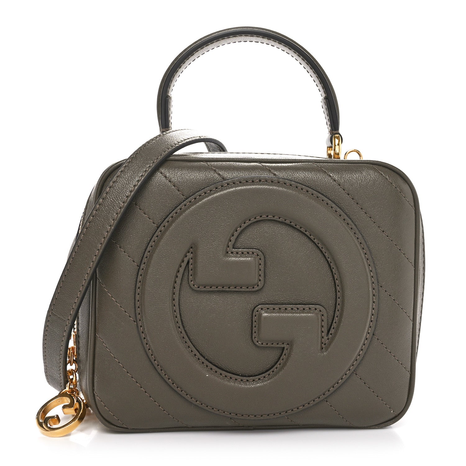 Gucci Sakai Be Green Calfskin Diagonal Stitched Blondie Top Handle Bag Craclet Brown 1 of 10