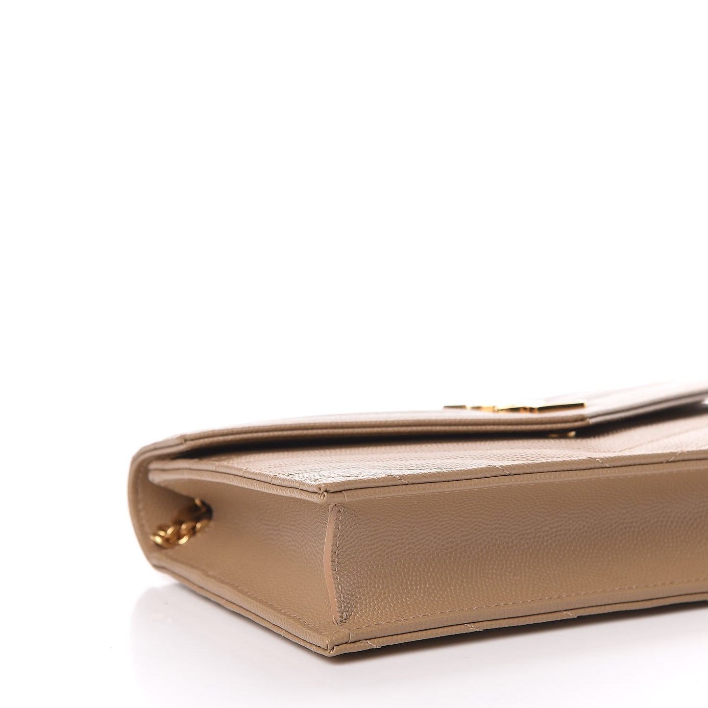 Grain De Poudre Matelasse Chevron Monogram Envelope Chain Wallet Dark Latte