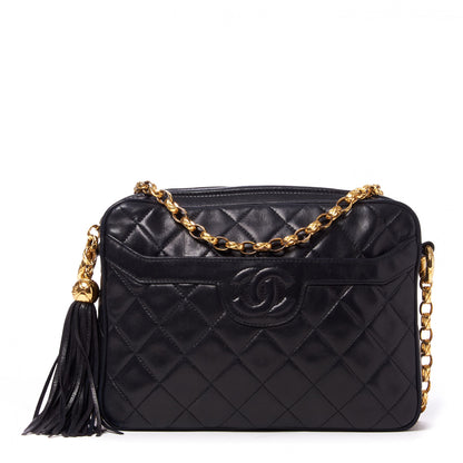 Chanel Lambskin Quilted CC Tassel Camera Case Black 1 of 10