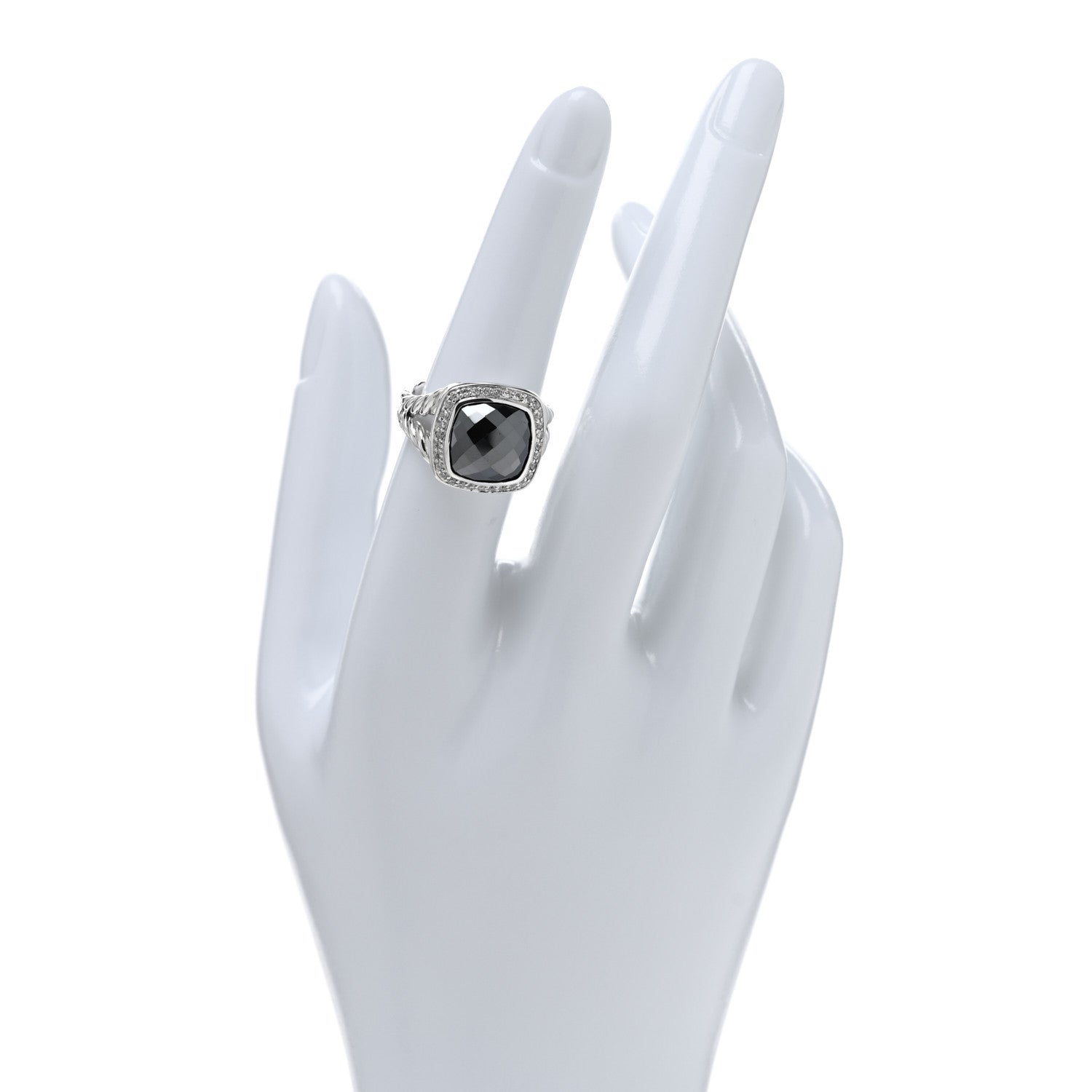 David Yurman Sterling Silver Diamond Hematite 11mm Albion Ring 53 6.5 2 of 4