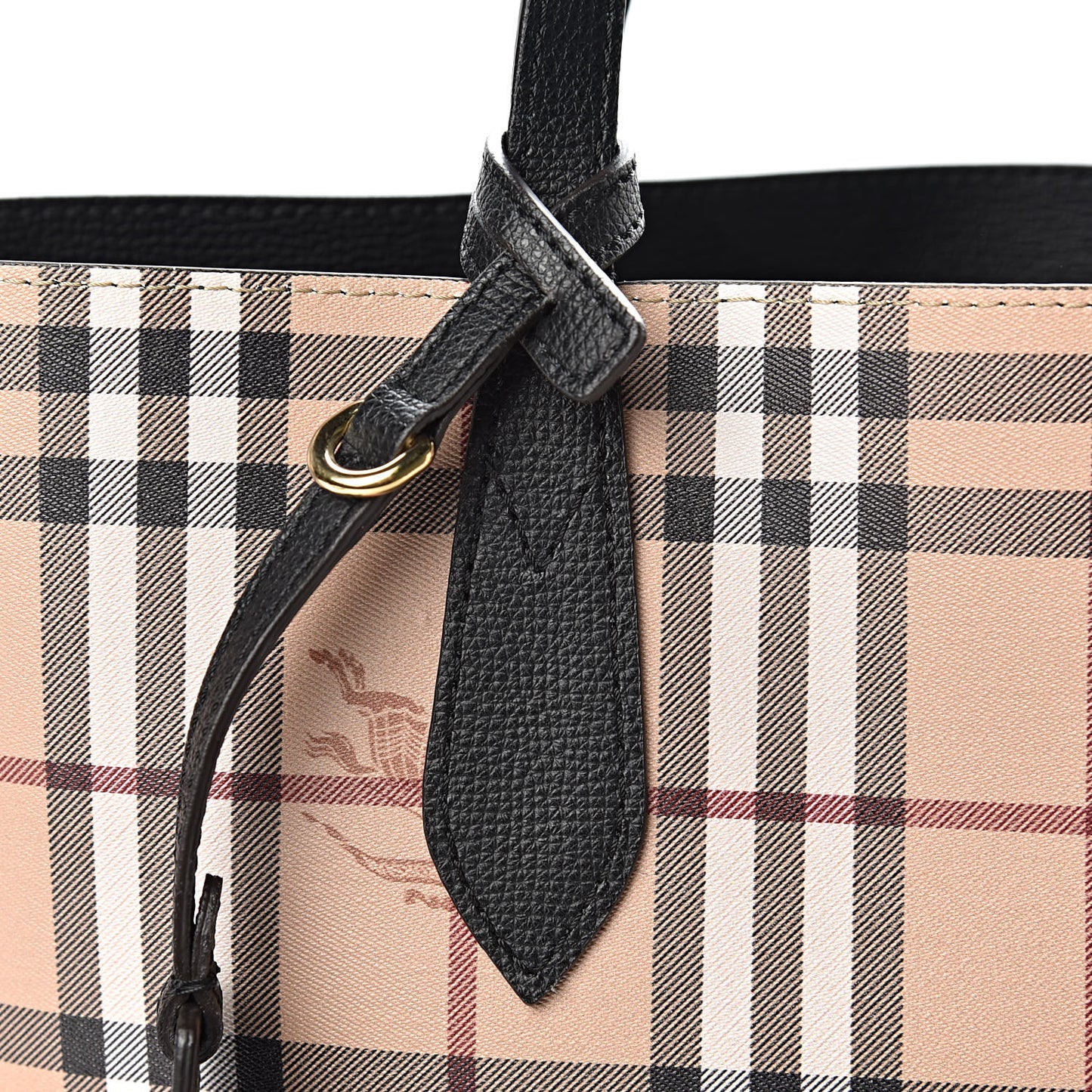 Grainy Calfskin Haymarket Check Small Reversible Tote Black