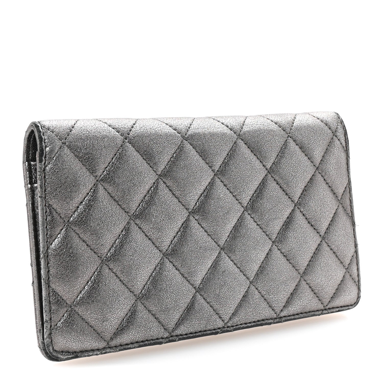 Chanel Metallic Aged Calfskin Quilted Reissue Yen Wallet Silver 3 of 8