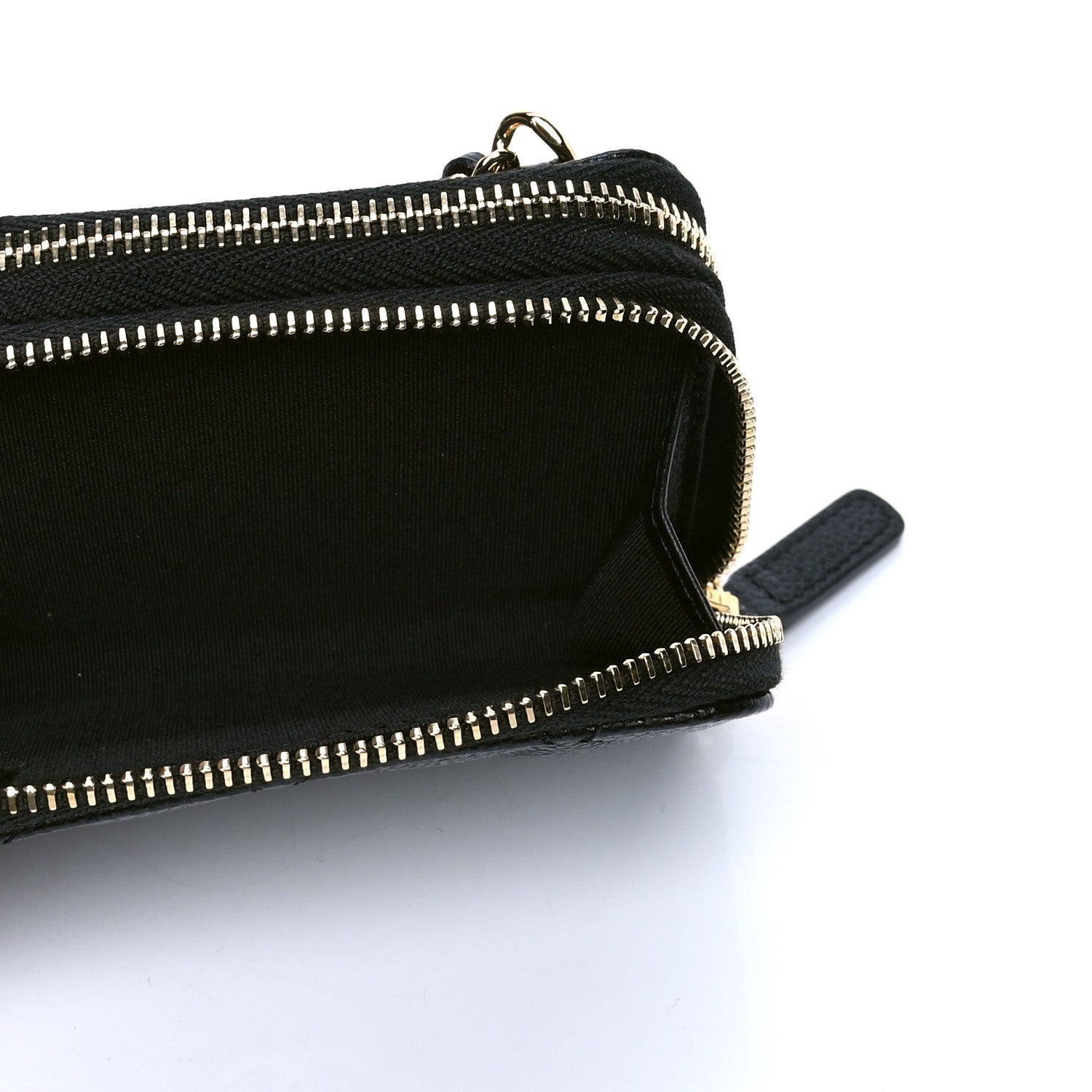 Chanel Caviar Quilted Miss Coco Zip Card Holder On Chain Black 4 of 5