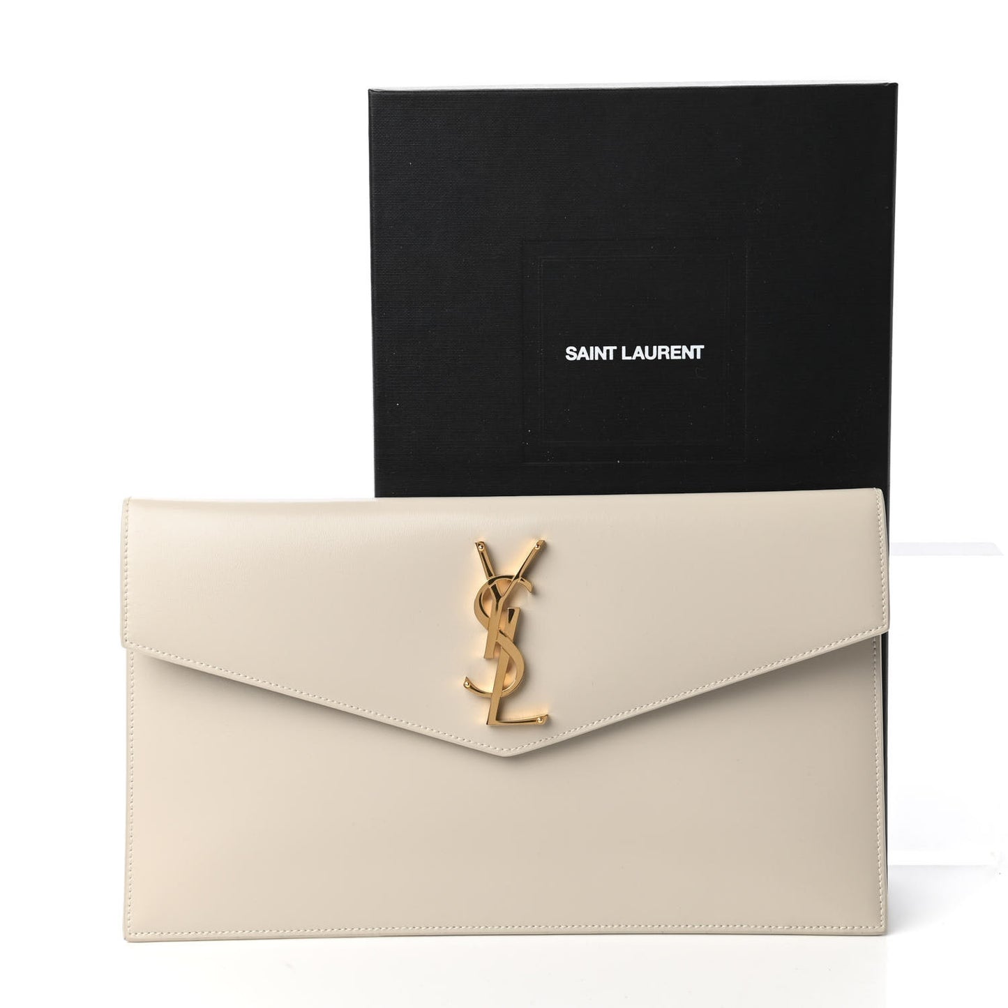 Smooth Shiny Calfskin Uptown Pouch Crema Soft