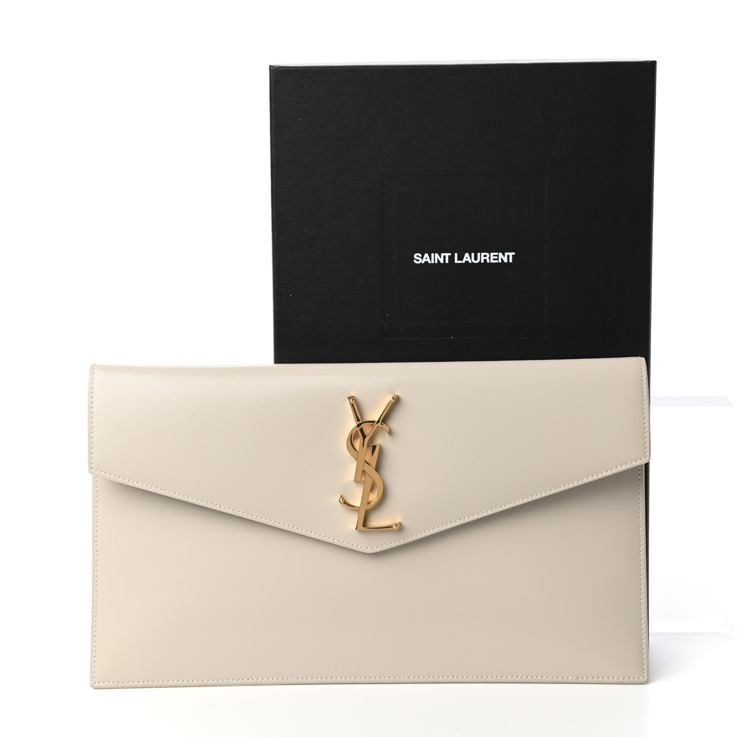 Saint Laurent Smooth Shiny Calfskin Uptown Pouch Crema Soft 11 of 11