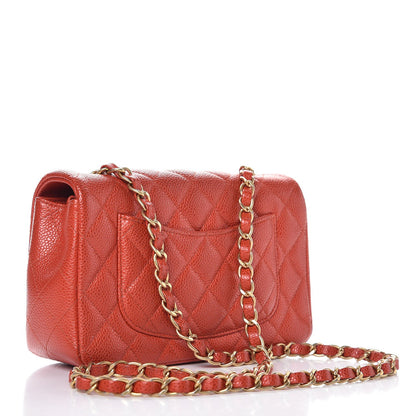 Chanel Pearly Caviar Quilted Mini Rectangular Flap Orange 3 of 10