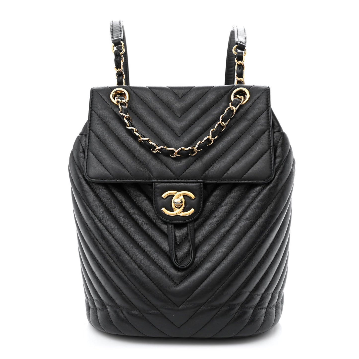 Calfskin Chevron Quilted Small Urban Spirit Backpack Black
