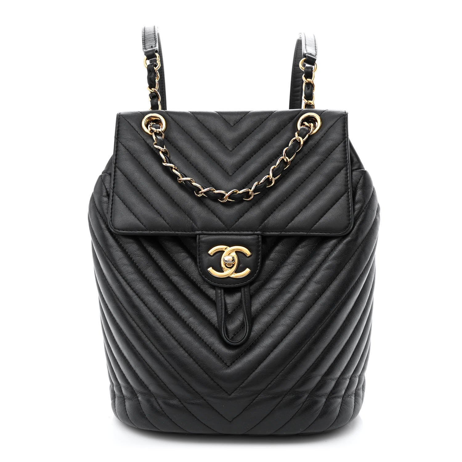 Chanel Calfskin Chevron Quilted Small Urban Spirit Backpack Black 1 of 12