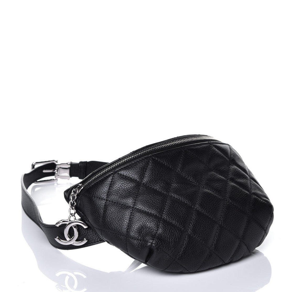 Chanel Grained Calfskin Quilted Waist Belt Bag Black 4 of 10