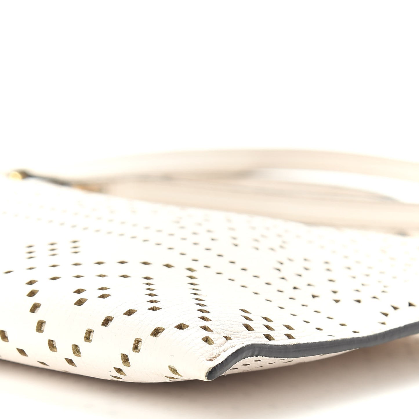 Calfskin Perforated Peyton Crossbody Clutch Bag White