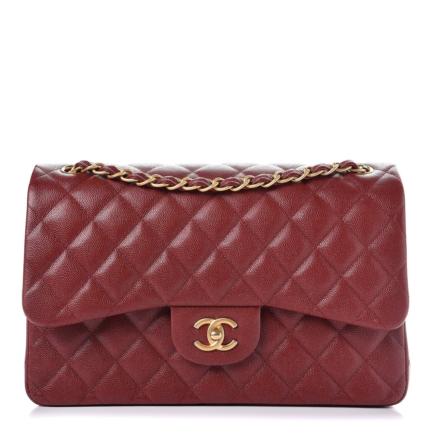 Chanel Iridescent Caviar Quilted Jumbo Double Flap Burgundy 1 of 9