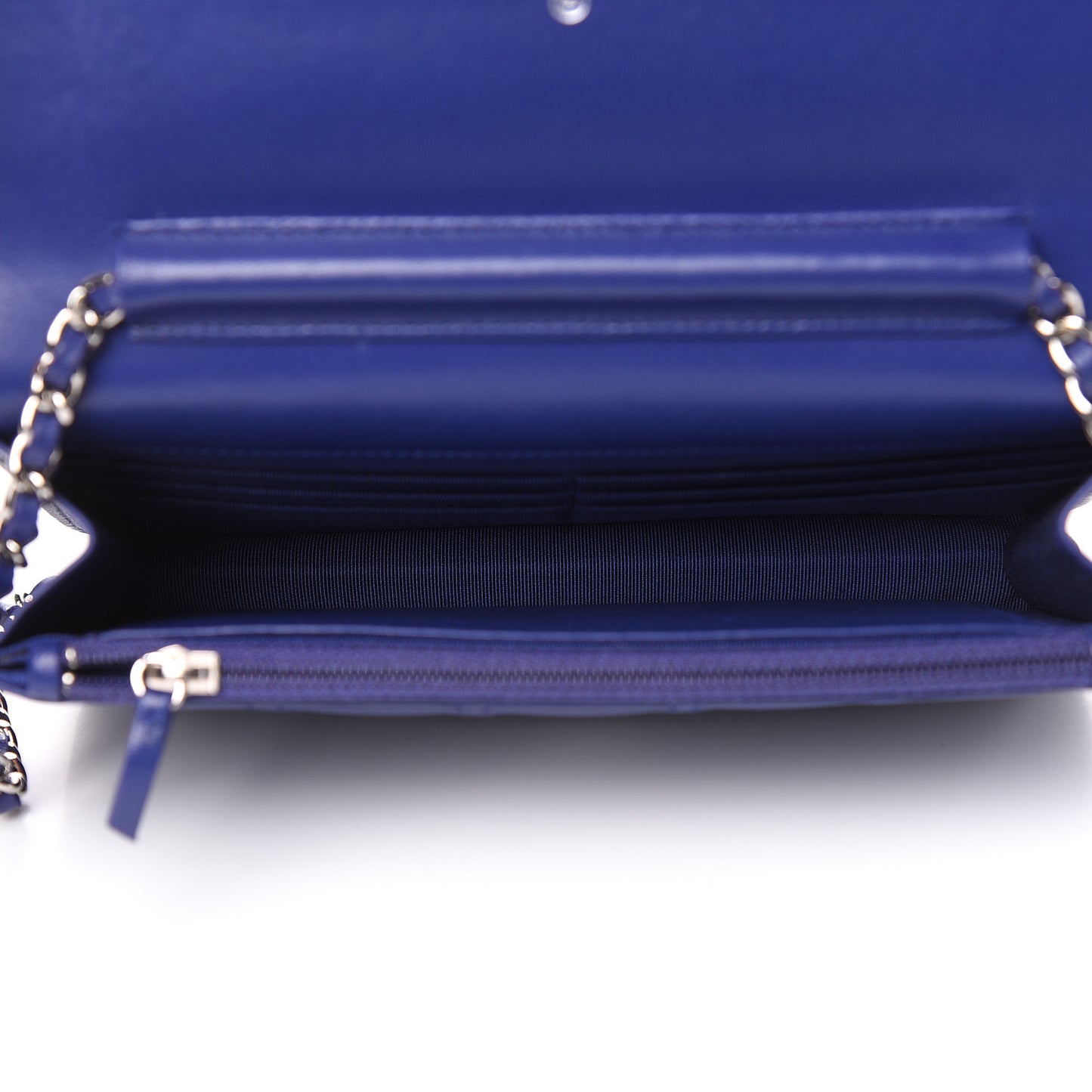 Lambskin Quilted Wallet On Chain WOC Blue