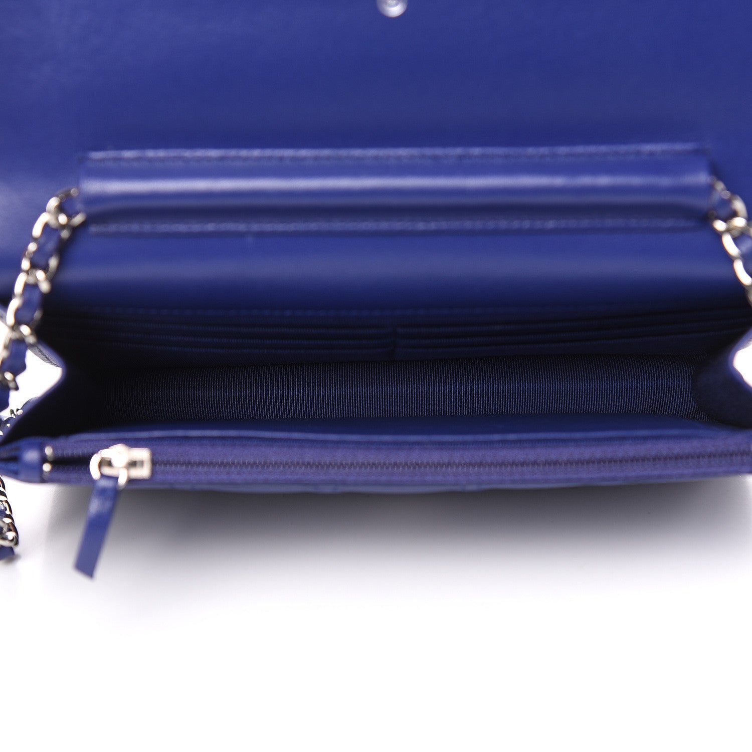 Chanel Lambskin Quilted Wallet On Chain WOC Blue 5 of 15