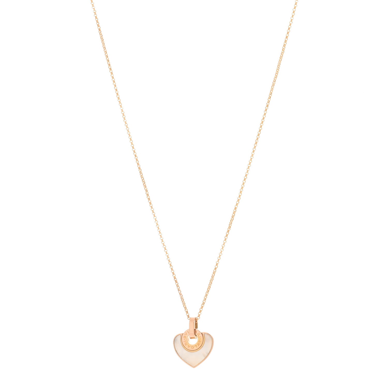 Bulgari 18K Rose Gold Mother of Pearl BVLGARI BVLGARI Cuore Pendant Necklace 1 of 3
