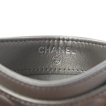 Chanel Goatskin Camellia Embossed Card Holder Grey 5 of 8