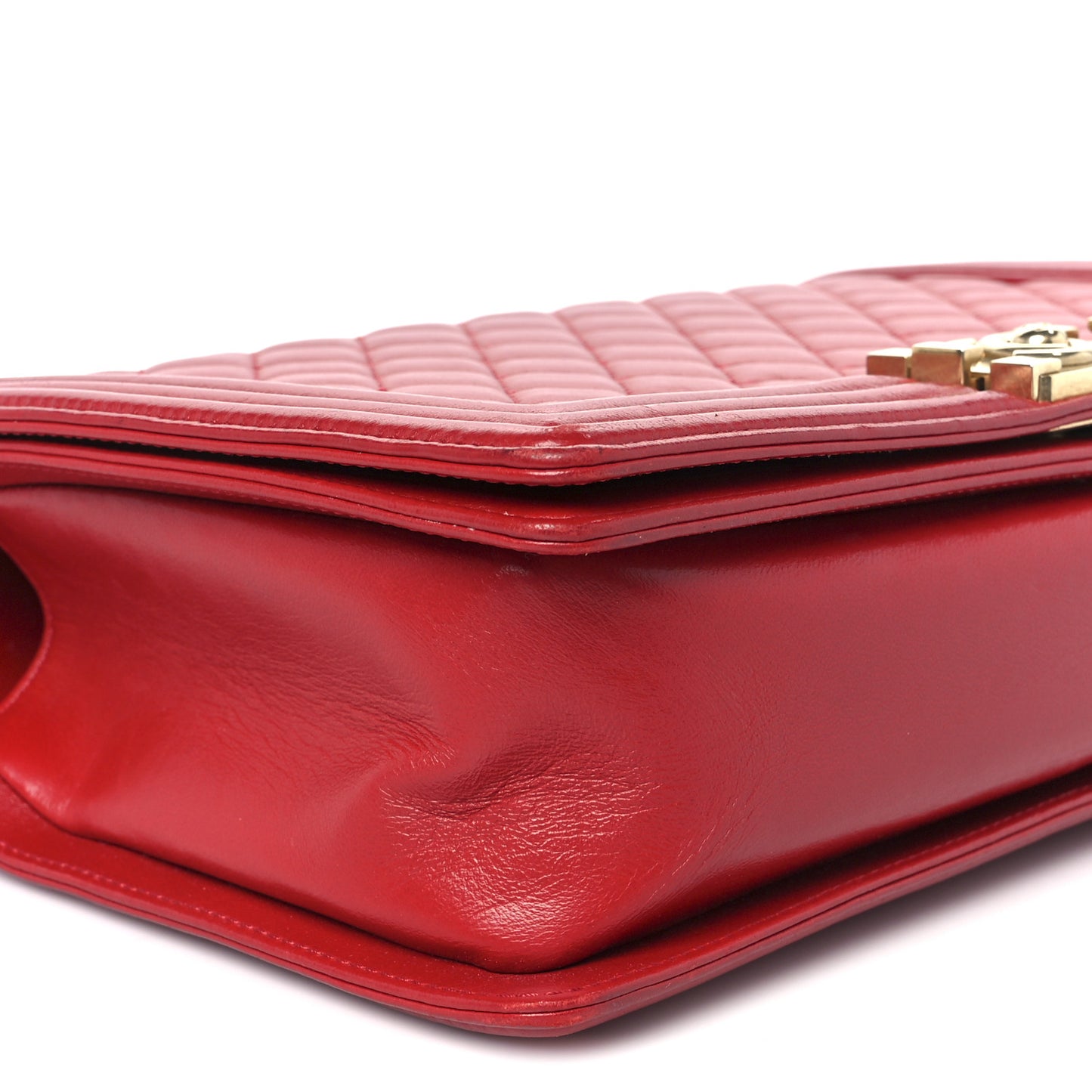 Lambskin Quilted New Medium Boy Flap Red