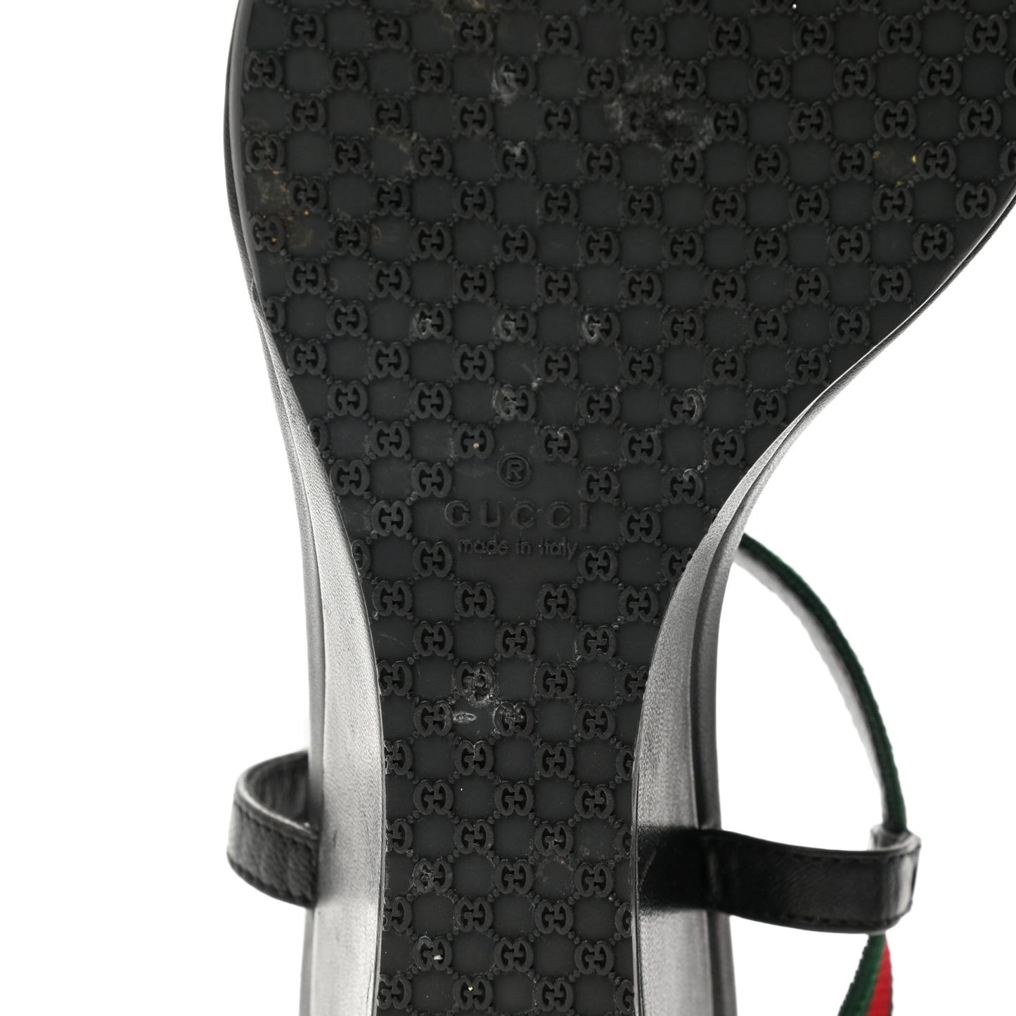 Calfskin Web Thong Wedge Sandals 36 Black