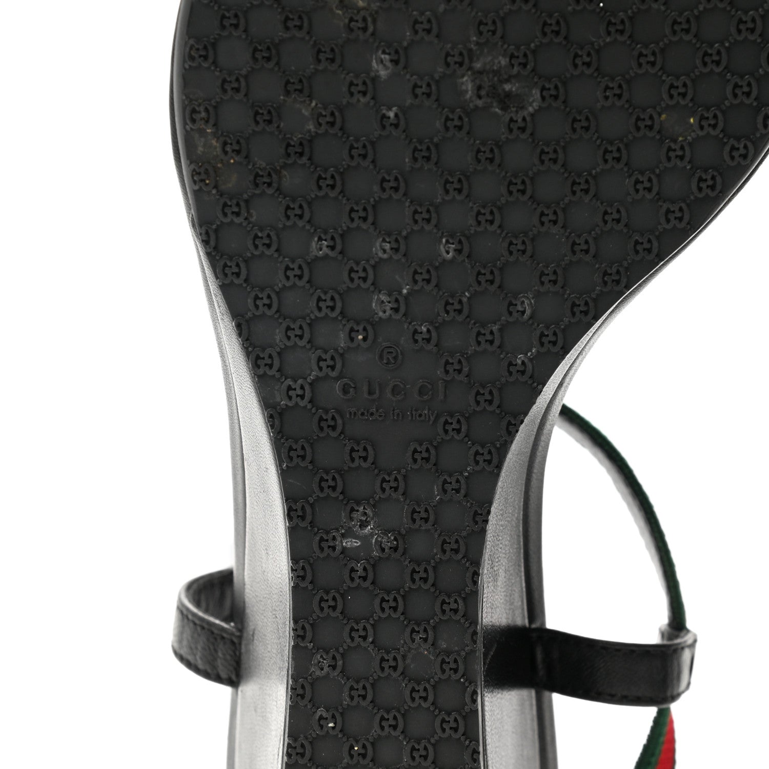 Gucci Calfskin Web Thong Wedge Sandals 36 Black 7 of 8