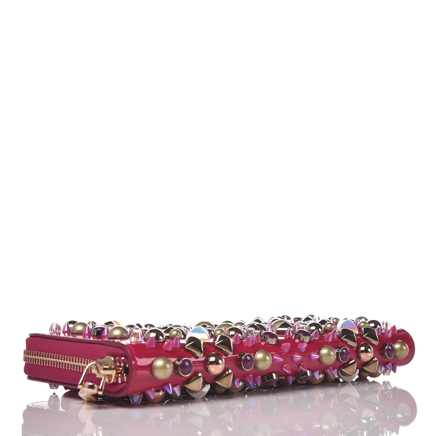 Patent Panettone Studded Zip Around Wallet Ultra Rose