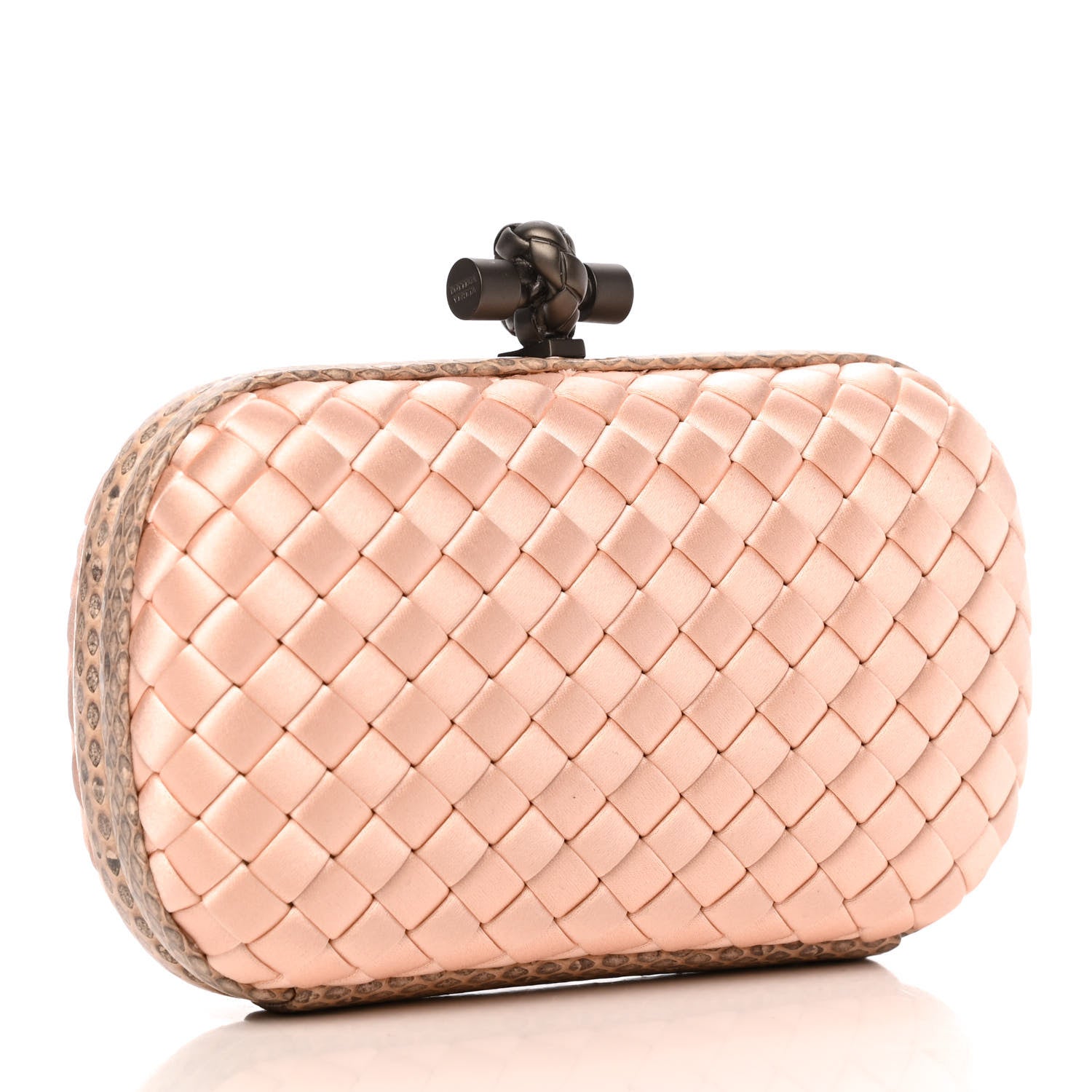 Bottega Veneta Satin Intreccio Impero Ayers Knot Clutch Flamingo 3 of 7