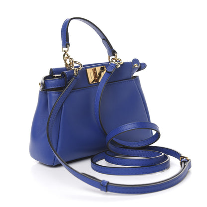 Fendi Shiny Nappa Micro Peekaboo Iconic Satchel Bluette 2 of 8
