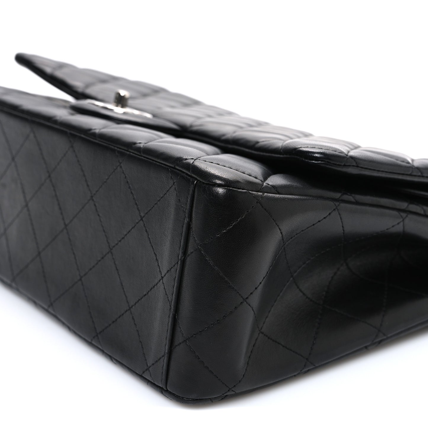 Lambskin Quilted Maxi Double Flap Black