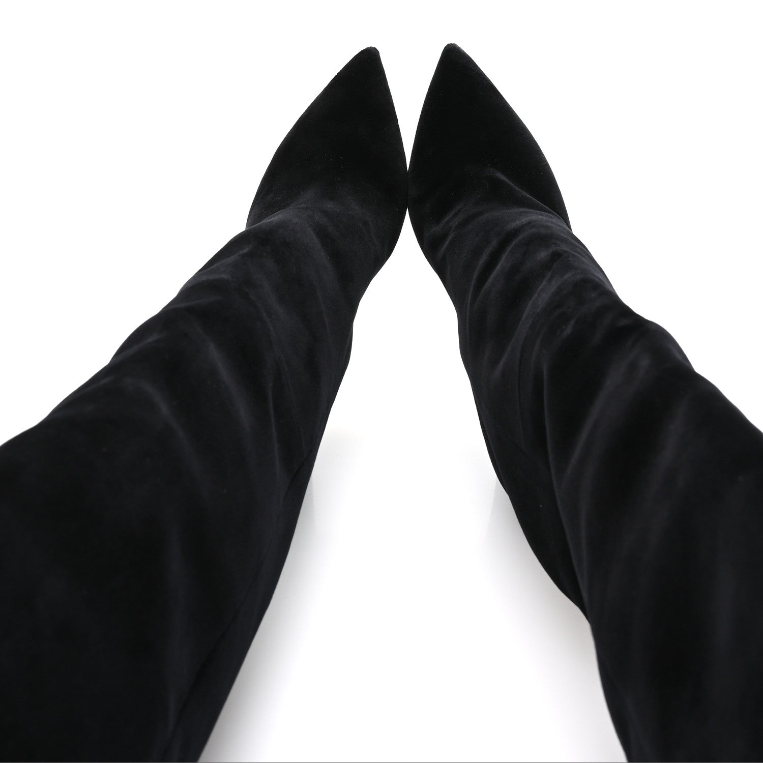 Saint Laurent Velvet Niki 105 Thigh High Boots 37.5 Black 2 of 8
