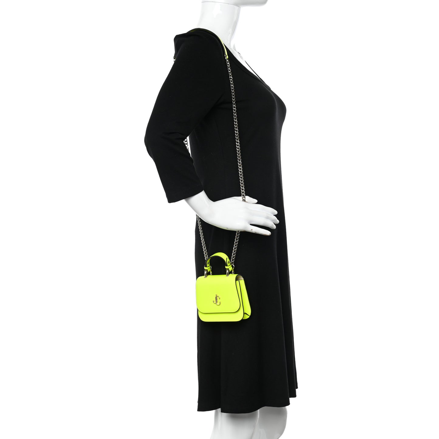 Patent Calfskin Micro Varenne Top Handle Satchel Neon Citron