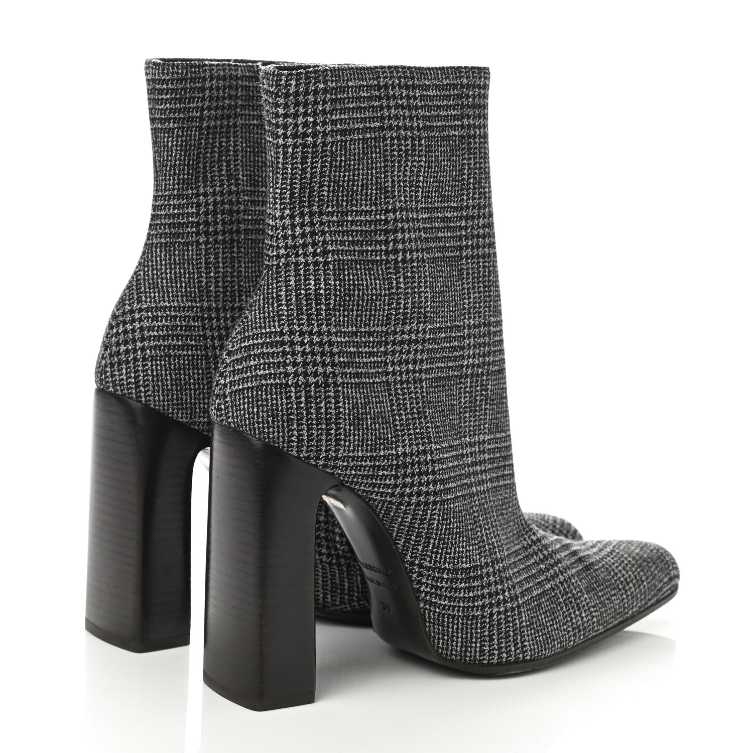 Balenciaga Wool Plaid Ankle Boots 39 Black 4 of 9