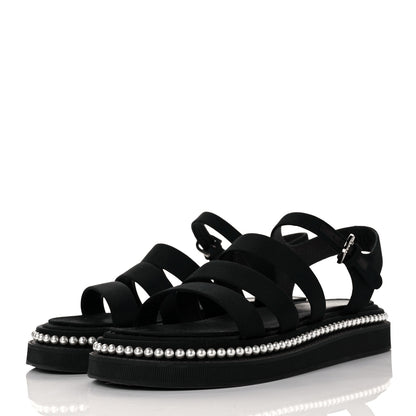 Chanel Grosgrain Pearl Flat Sandals 37 Black 3 of 9