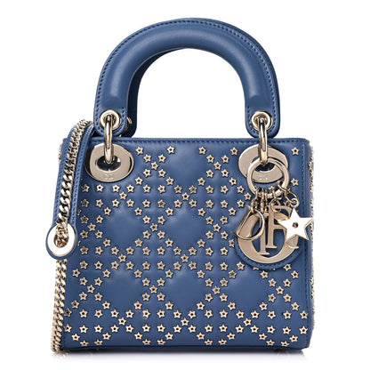 Christian Dior Lambskin Cannage Lucky Star Studded Mini Lady Dior Denim Blue 1 of 8