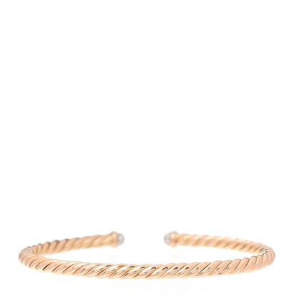 David Yurman 18K Rose Gold Diamond 4mm Cablespira Bracelet 3 of 6