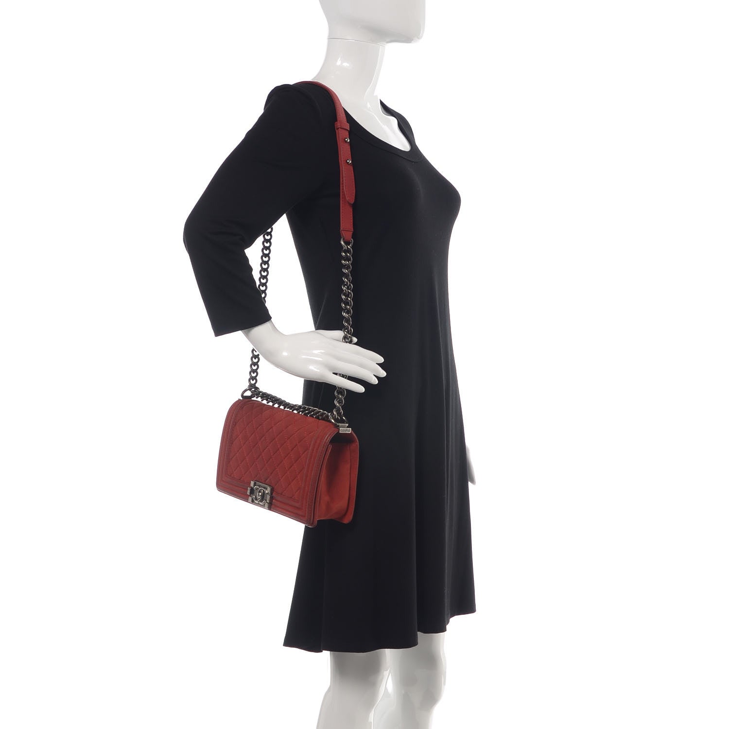 Chanel Iridescent Caviar Quilted Medium Boy Flap Red 2 of 12