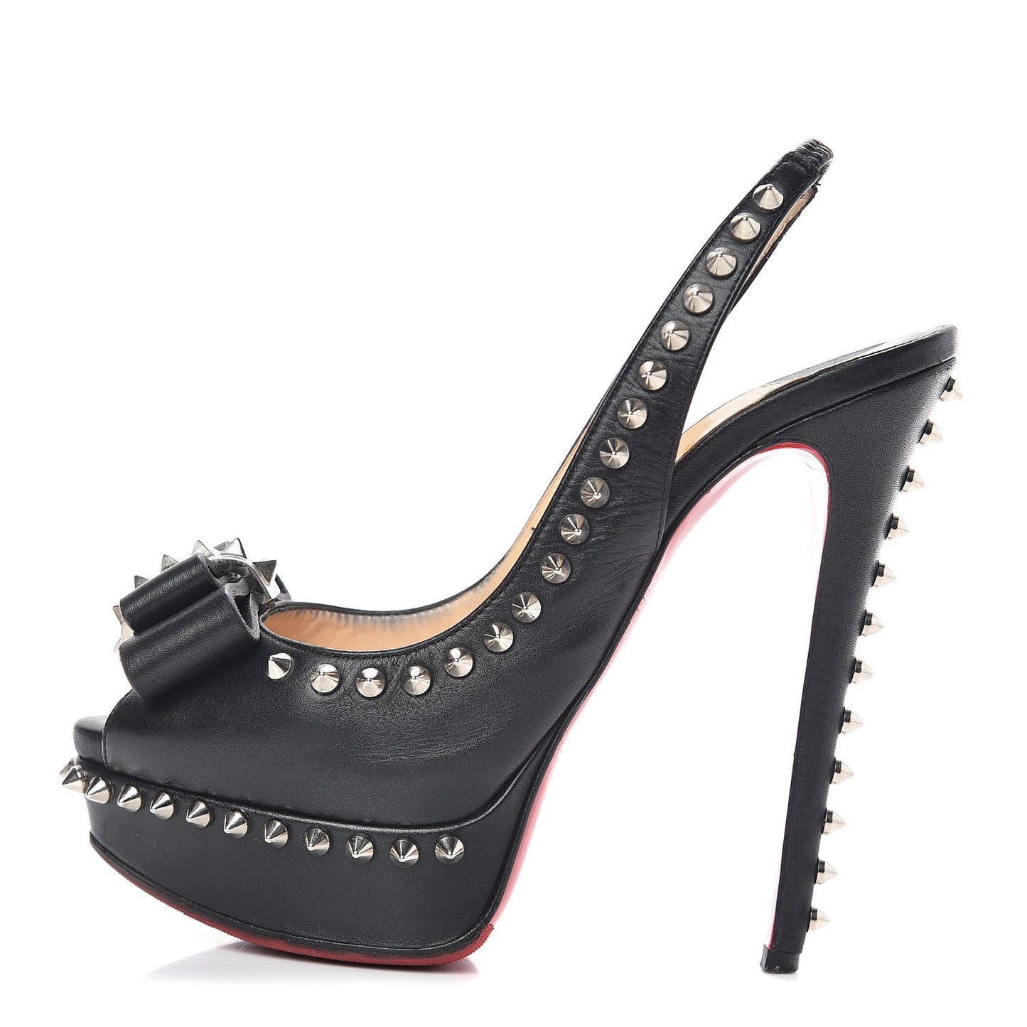 Calfskin Lady Clou Spikes VIP 150 Pumps 36.5 Black