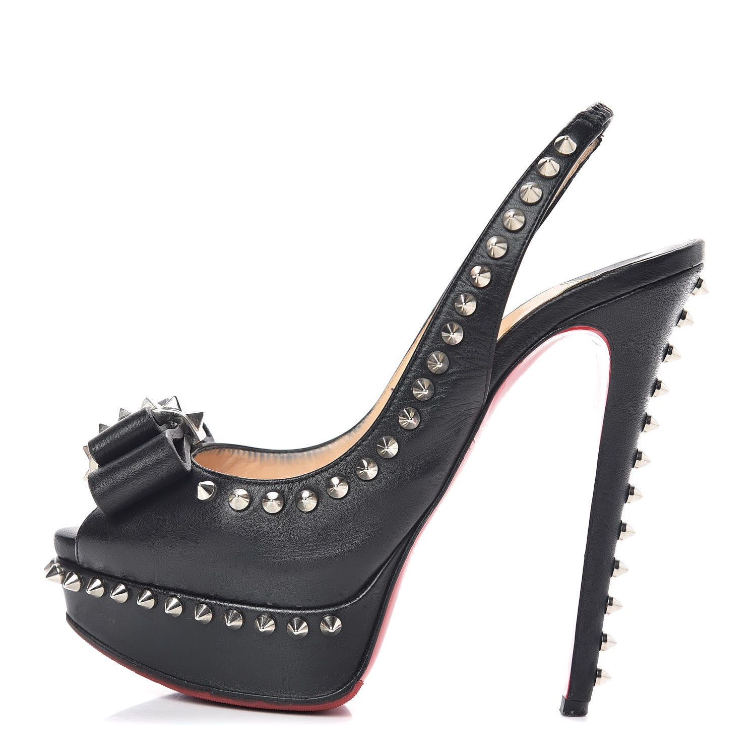 Christian Louboutin Calfskin Lady Clou Spikes VIP 150 Pumps 36.5 Black 1 of 7