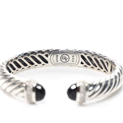 David Yurman Sterling Silver Diamond Black Onyx 10mm Waverly Bracelet 4 of 4