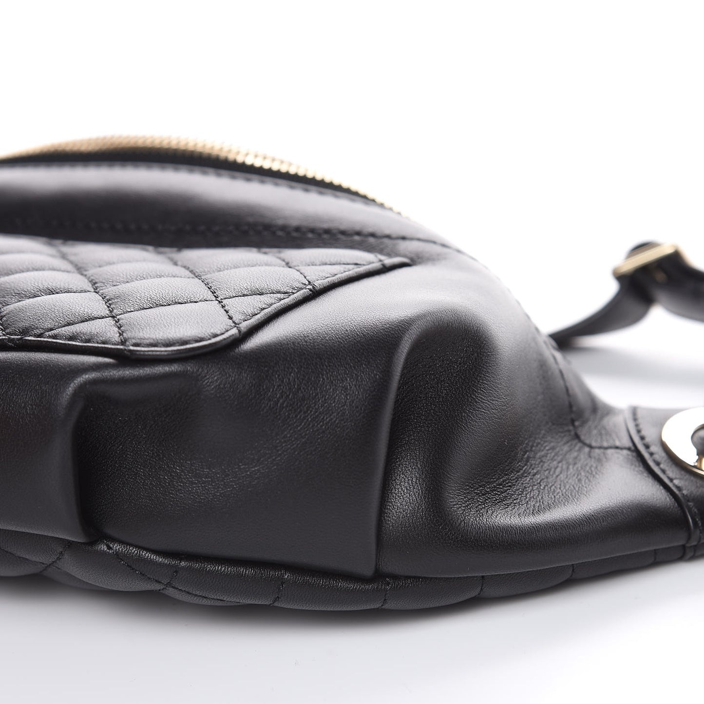 Lambskin Quilted Waist Bag Fanny Pack Black