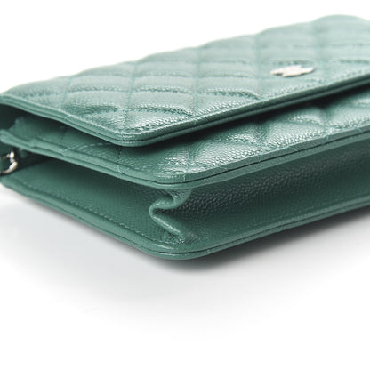 Chanel Iridescent Caviar Quilted Wallet On Chain WOC Green 6 of 11