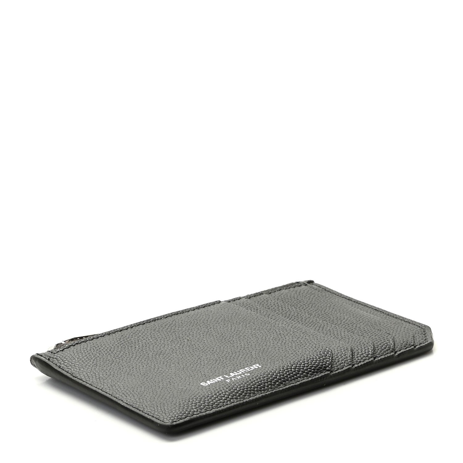 Saint Laurent Grained Calfskin 5 Fragments Zip Pouch Card Holder Black 4 of 7