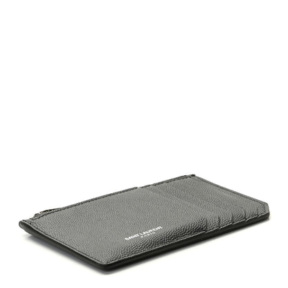Saint Laurent Grained Calfskin 5 Fragments Zip Pouch Card Holder Black 4 of 7