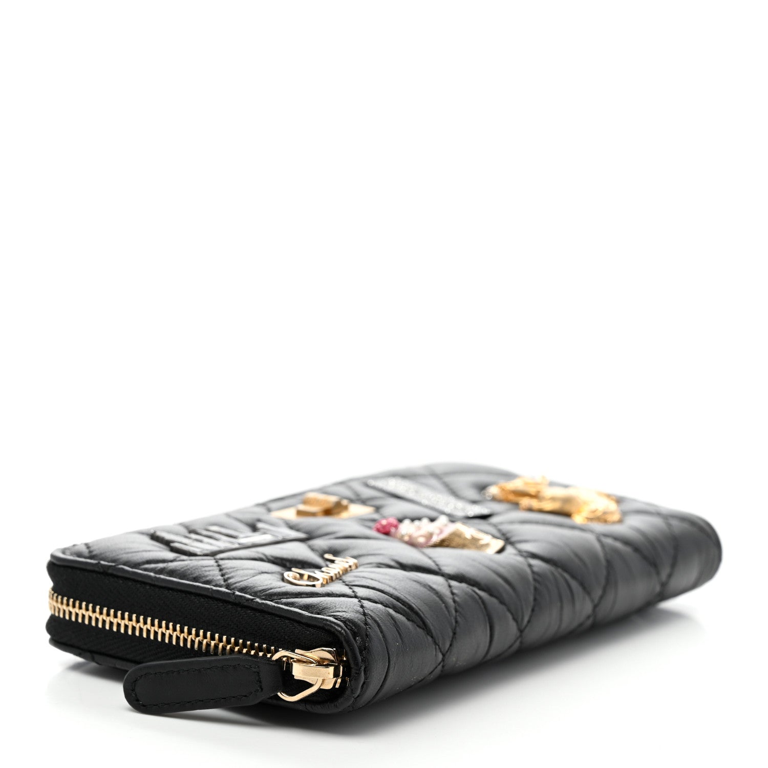 Chanel Aged Calfskin Quilted Small New York Charms 2.55 Reissue Zip Around Wallet Black 3 of 8