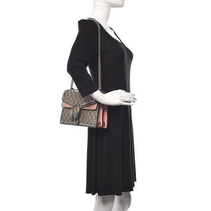 Gucci GG Supreme Monogram Suede Crystal Small Dionysus Shoulder Bag Beige Ebony Light Peonia 2 of 12