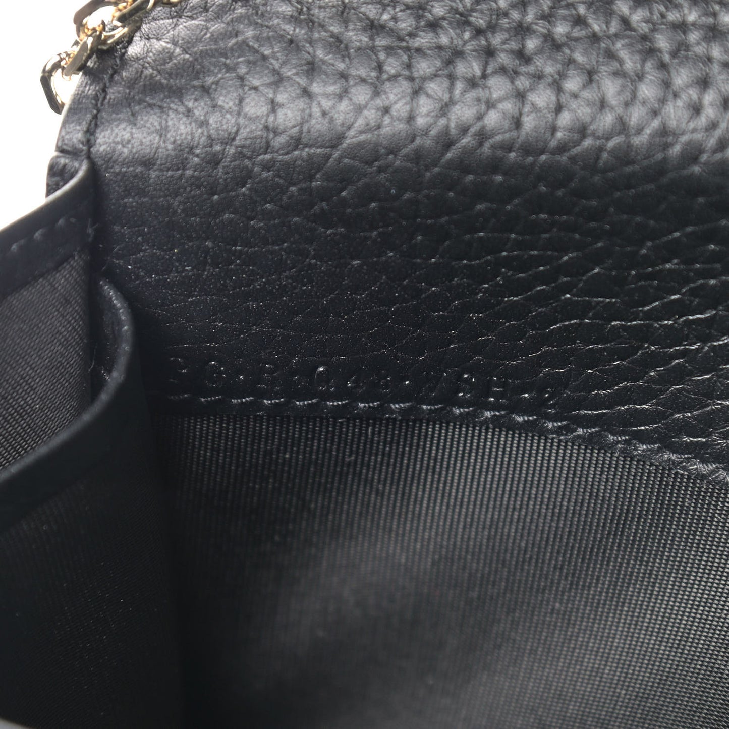 Pebbled Calfskin Rockstud Envelope Wallet on Chain Black