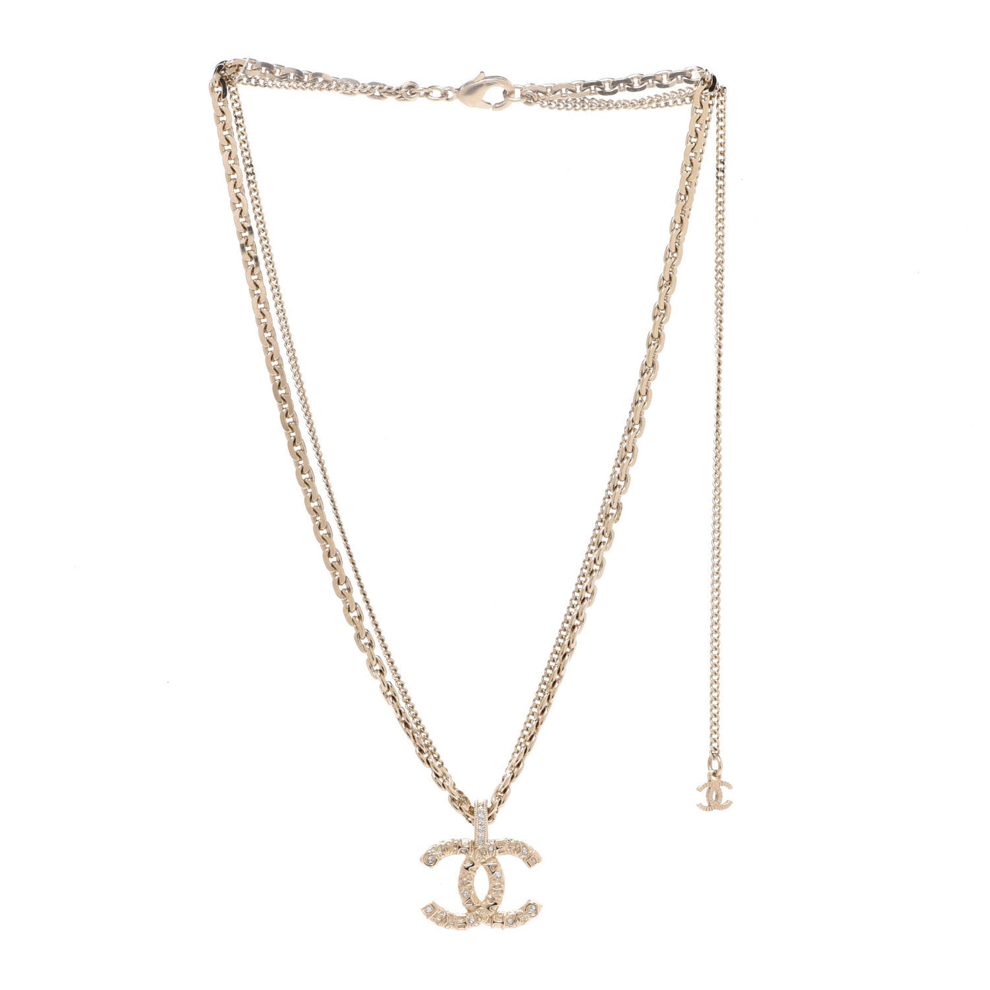 Crystal CC Multi Strand Chain Necklace Gold