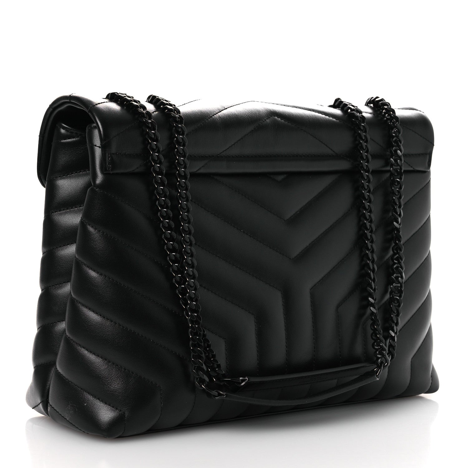 Saint Laurent Calfskin Y Quilted Monogram Monochrome Medium Loulou Chain Satchel Black 3 of 12