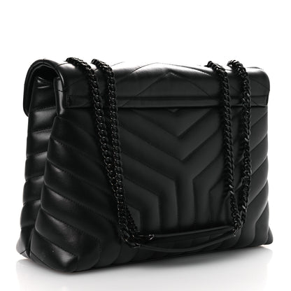 Saint Laurent Calfskin Y Quilted Monogram Monochrome Medium Loulou Chain Satchel Black 3 of 12