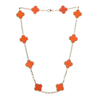 Van Cleef & Arpels 18K Yellow Gold Carnelian 10 Motifs Vintage Alhambra Necklace 3 of 7