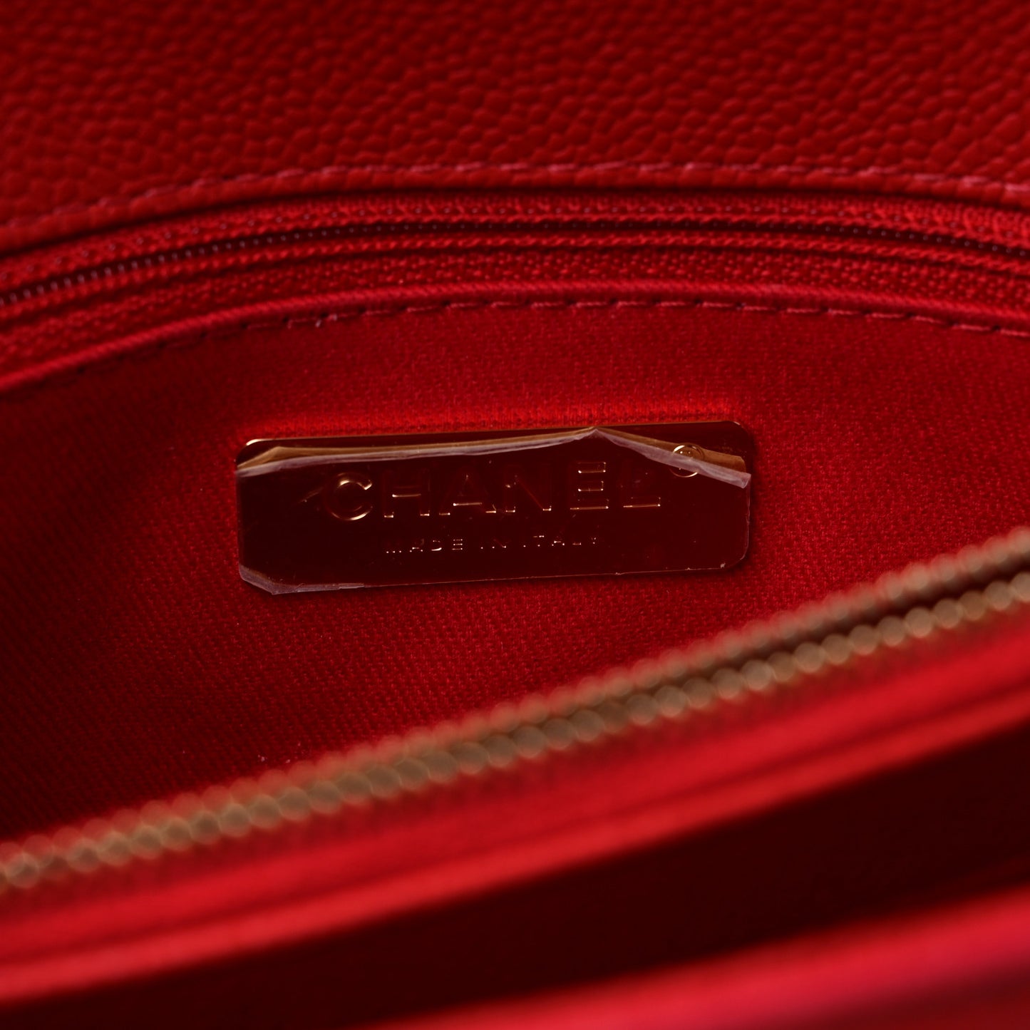 Grained Calfskin Small Stitched Flap Red