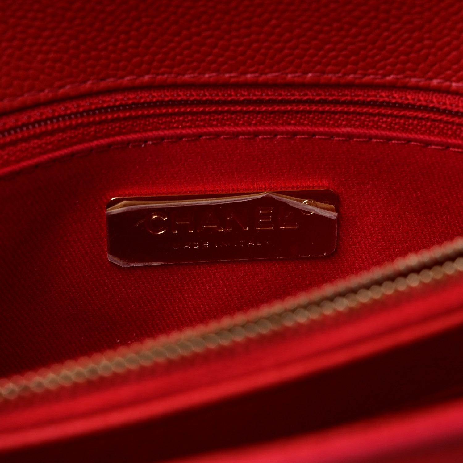 Chanel Grained Calfskin Small Stitched Flap Red 6 of 12