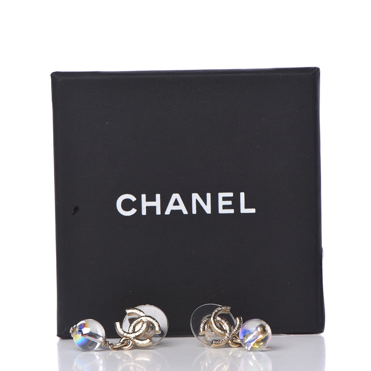 Bead CC Drop Earrings Light Gold